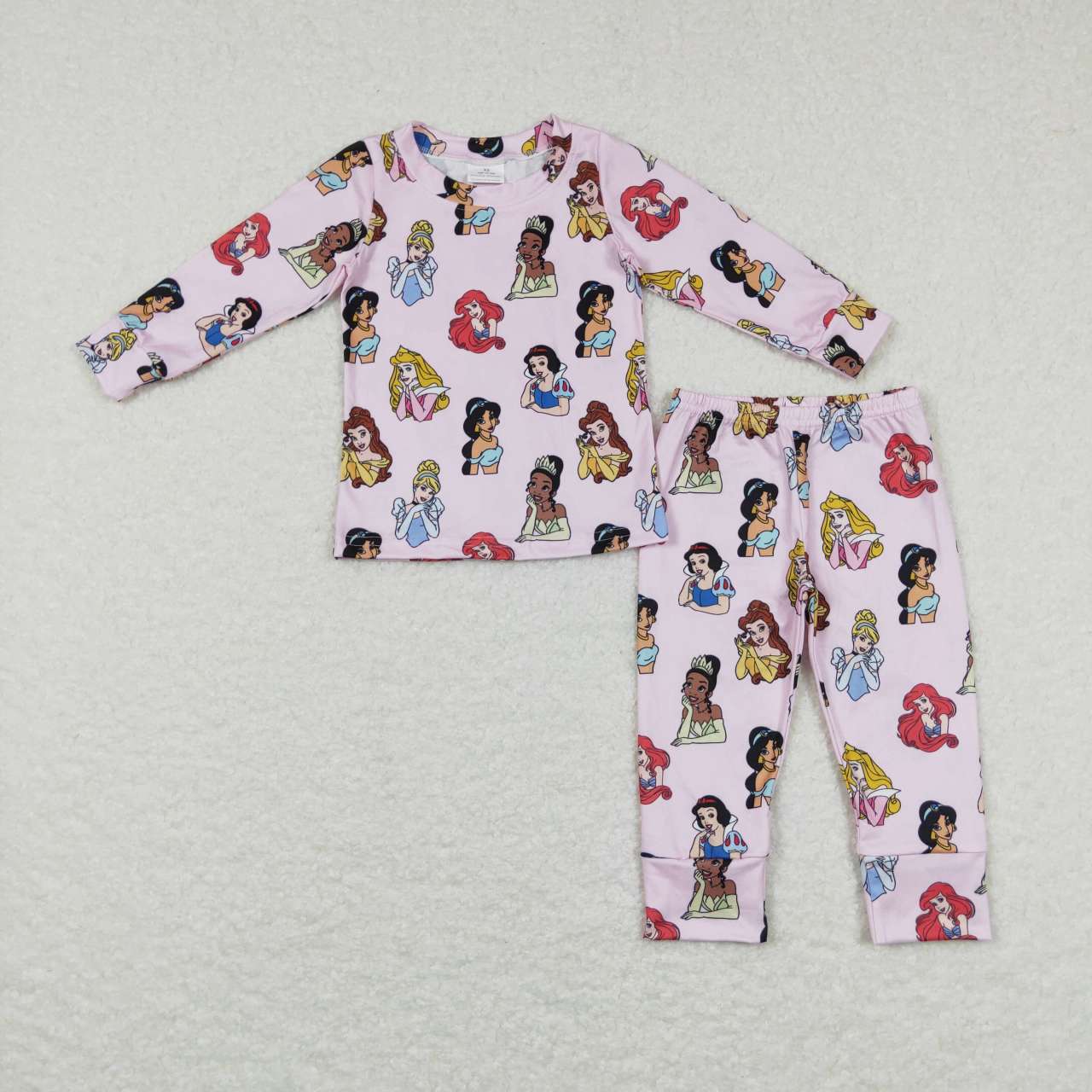 GLP0970 Cartoon Princess Pink Print Girls Pajamas Clothes Set