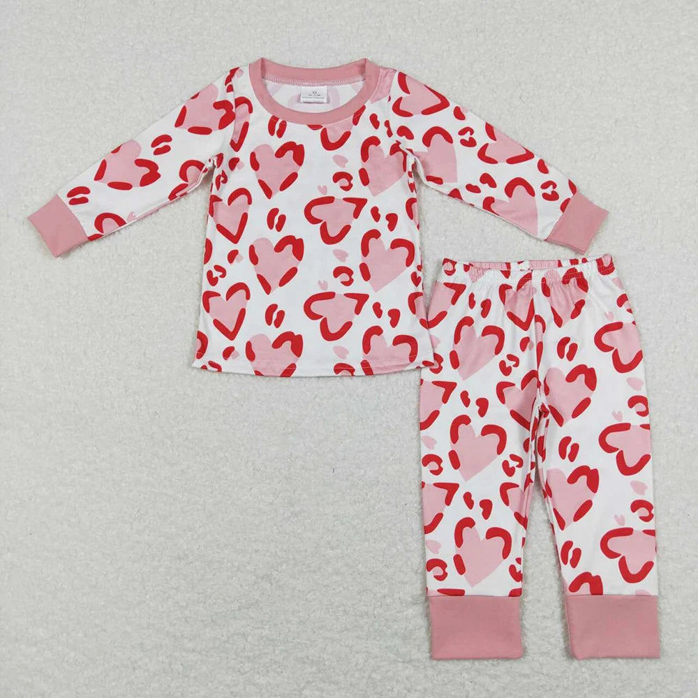 Sibling Baby Girls Valentine Heart Top Pants Outfit