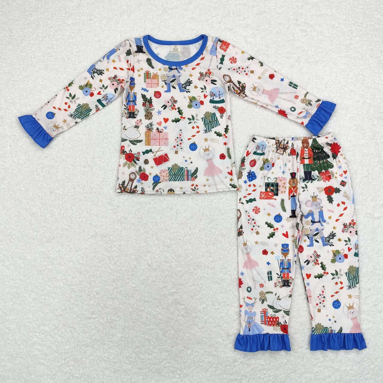 GLP1475 Nutcracke* Soldier Flowers Holly Candy Print Girls Christmas Pajamas Clothes Set