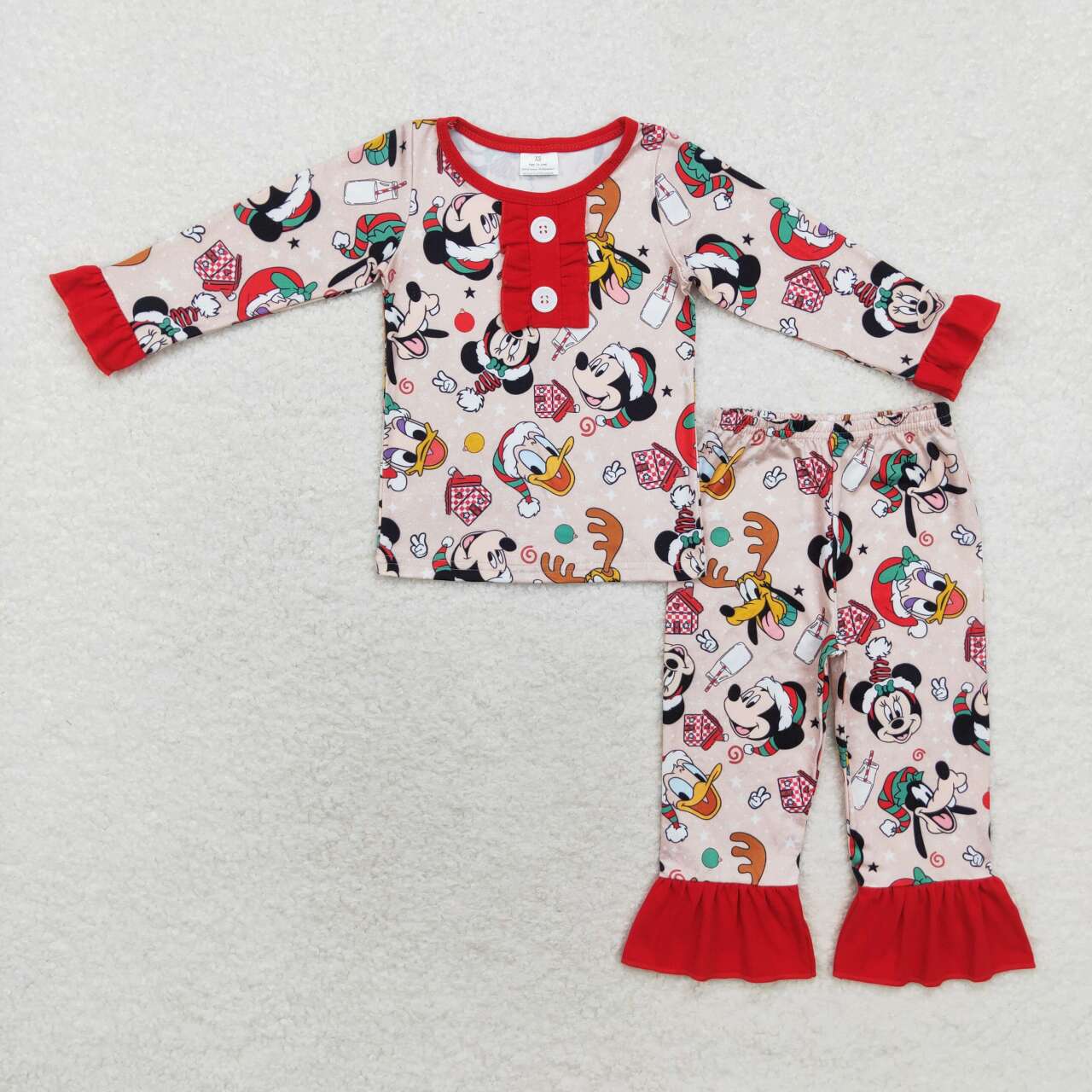 GLP1479 Cartoon Mouse Milk Print Boys Christmas Pajamas Clothes Set