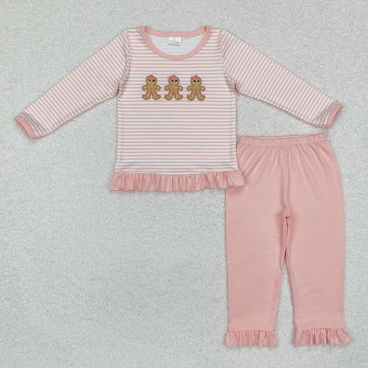 Sibling Baby Girls Christmas Gingerbread Top Ruffle Pant Bamboo Pajamas Outfits Clothes Sets
