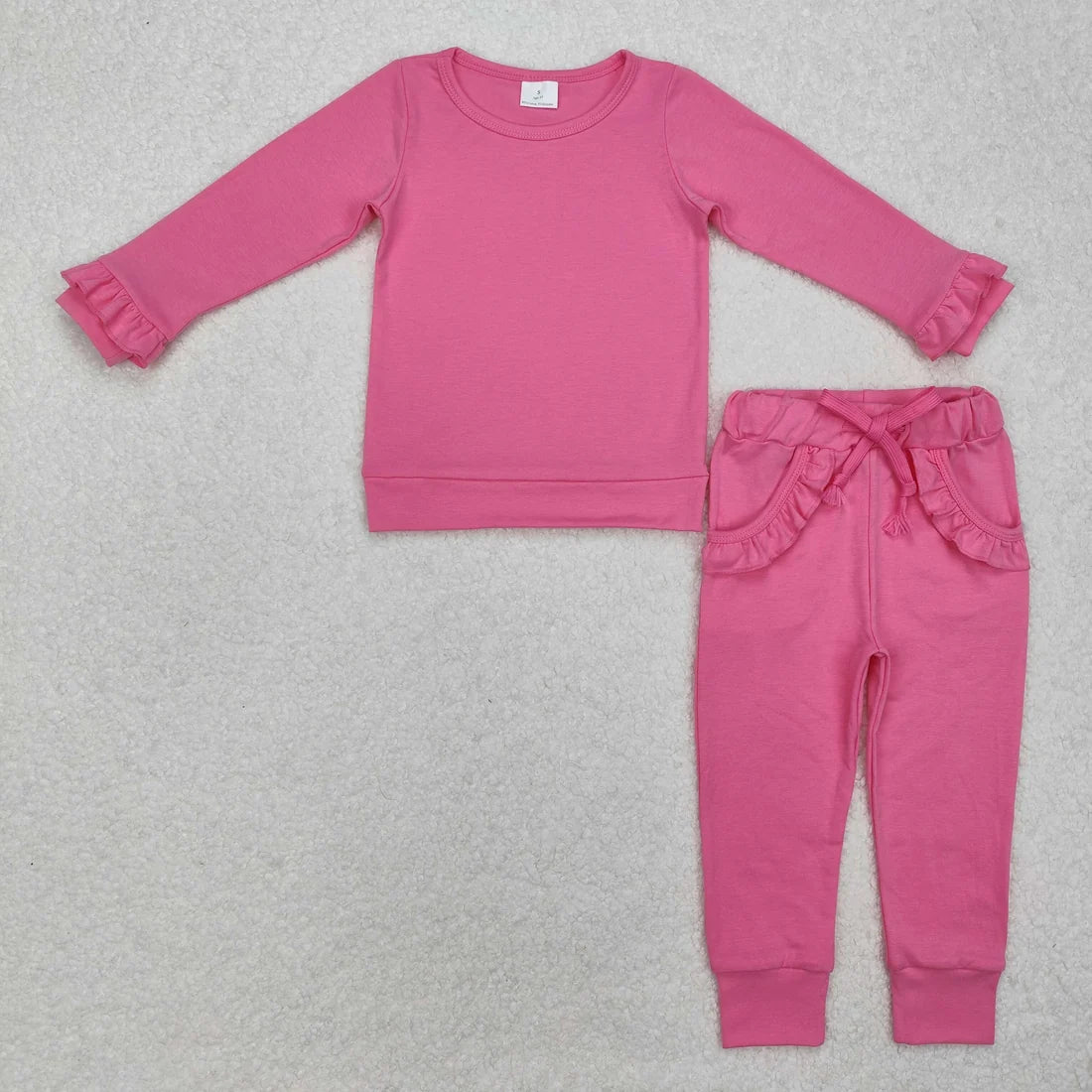 Sibling Baby Girls Cotton Top Ruffle Pockets Pants Jogger