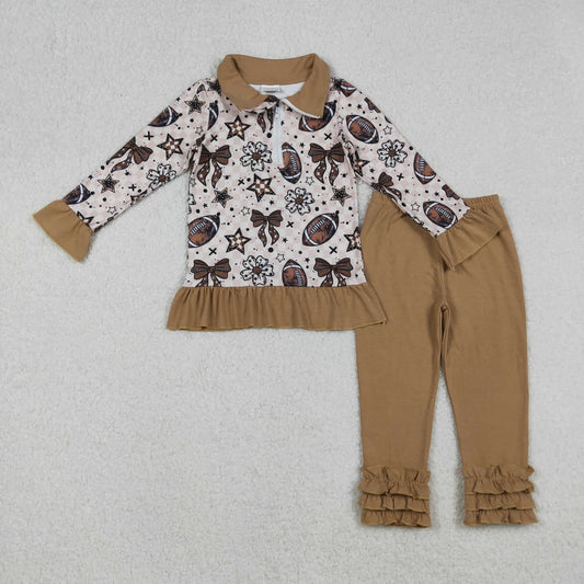 SIbling Girls Boys Football Pullover Team Outfit Hoodie Zipper Romper