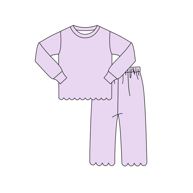 4.10 GLP3289 Preorder Purple Cotton Girls Scallop Clothes Set