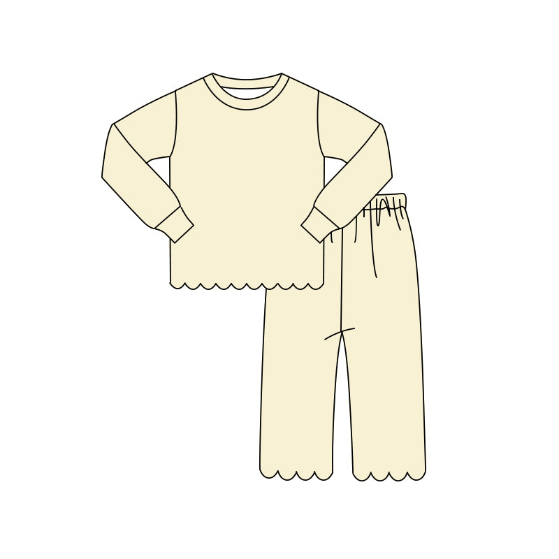 4.10 GLP3293 Preorder Yellow Cotton Girls Scallop Clothes Set