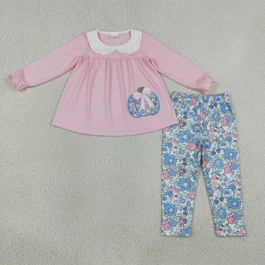 Sibling Baby Girls Embroidery Pumpkin Tunic Top Leggings Outfit