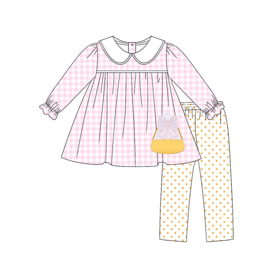 4.18 GLP3320 Preorder Candy Plaid Tunic Top Dots Pants Girls Halloween Clothes Set