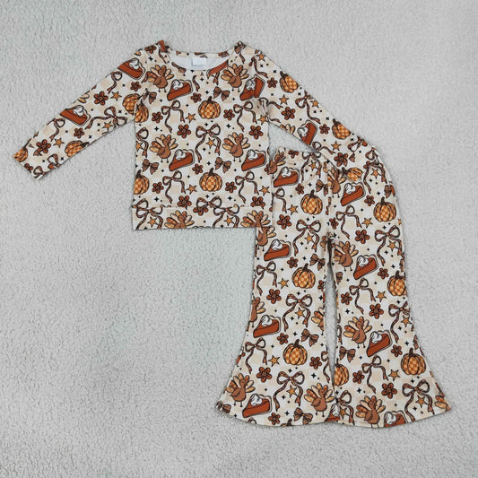Sibling Baby Girls Thankgsgiving Turkey Pumpkin Outfit Romper