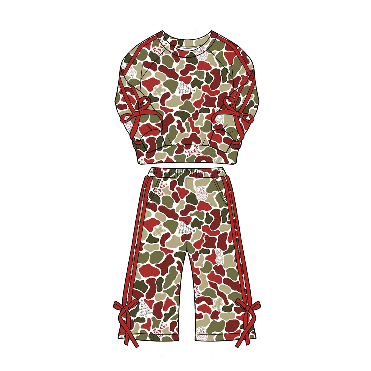6.26 Preorder Kids Girls Christmas Camo Sweatshirt With Wild Leg Pants Set