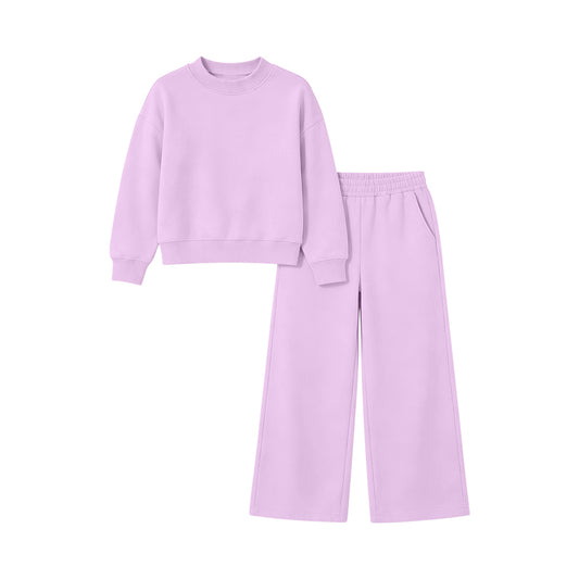 7.4 Preorder GLP3470 Purple Cotton Long Sleeve Pocket Pants Girls Fall Clothes Set