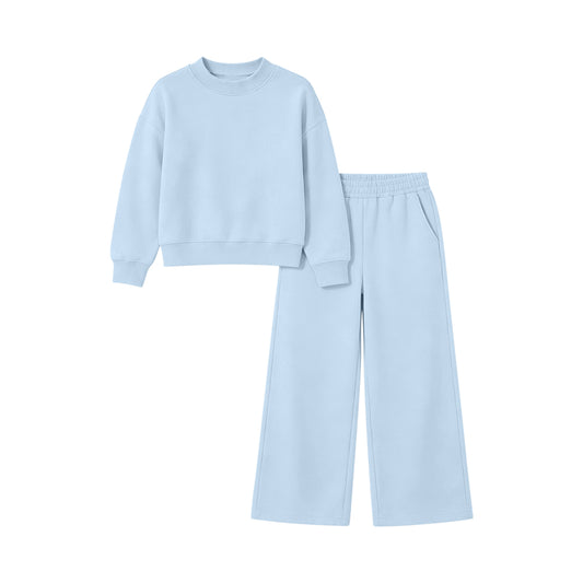 7.4 Preorder GLP3472 Blue Cotton Long Sleeve Pocket Pants Girls Fall Clothes Set