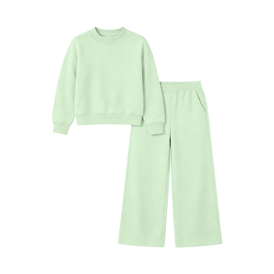 7.4 Preorder GLP3474 Green Cotton Long Sleeve Pocket Pants Girls Fall Clothes Set
