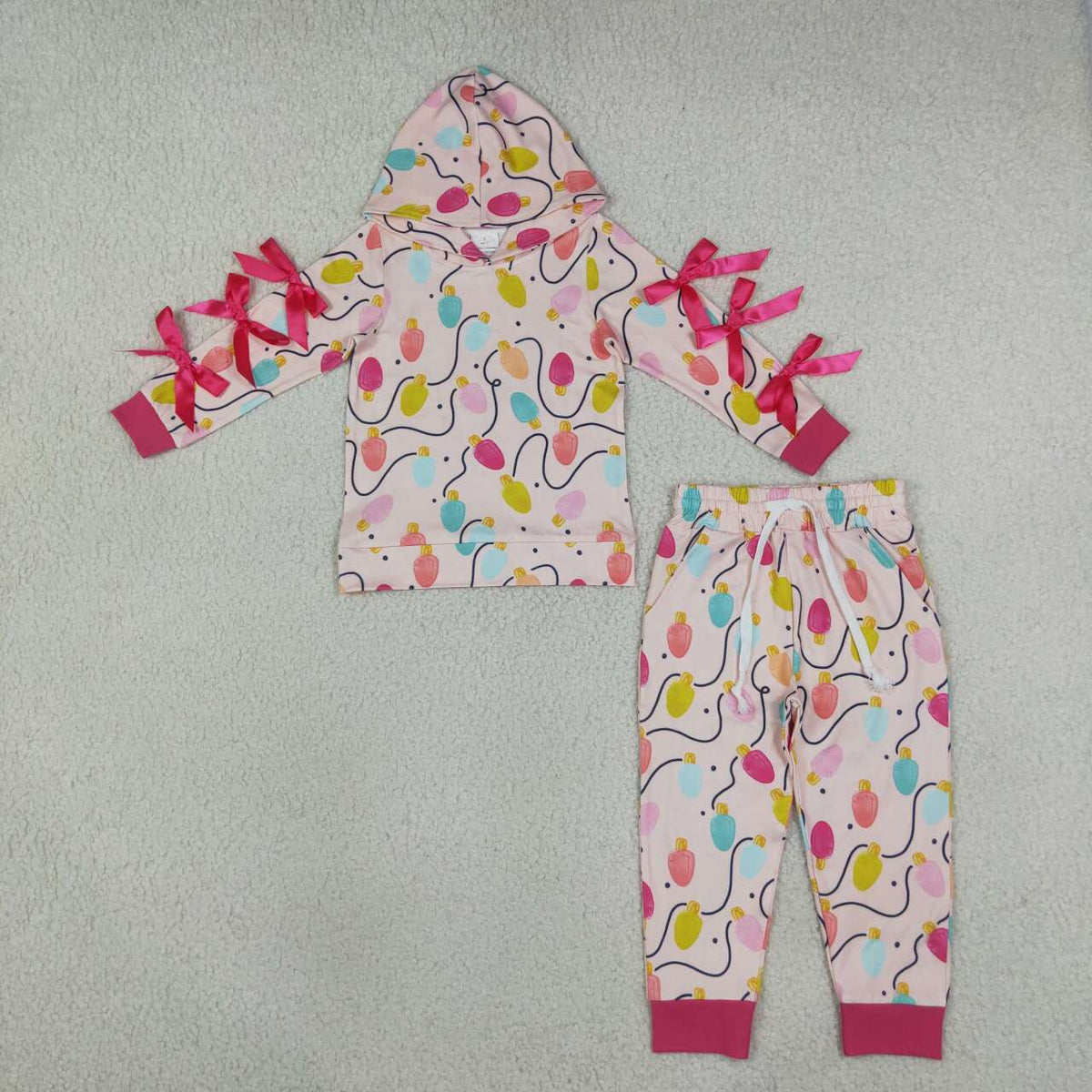 Sibling Kids Girls Christmas Gingersnap Light Hoodie Top Jogger Outfit