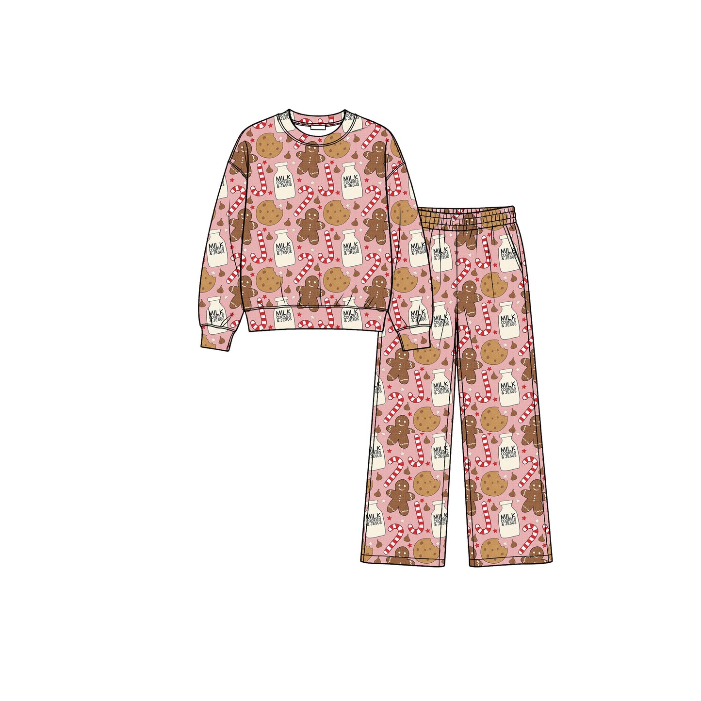8.7 GLP3642 Preorder FCookies Gingerbread Milk Candy Top Pockets Pants Girls Christmas Clothes Set