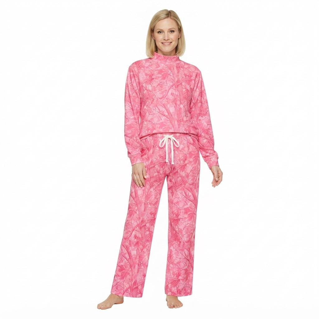 Mommy and Me Maroon Pink Camo Long Sleeve Top Pants Outfit