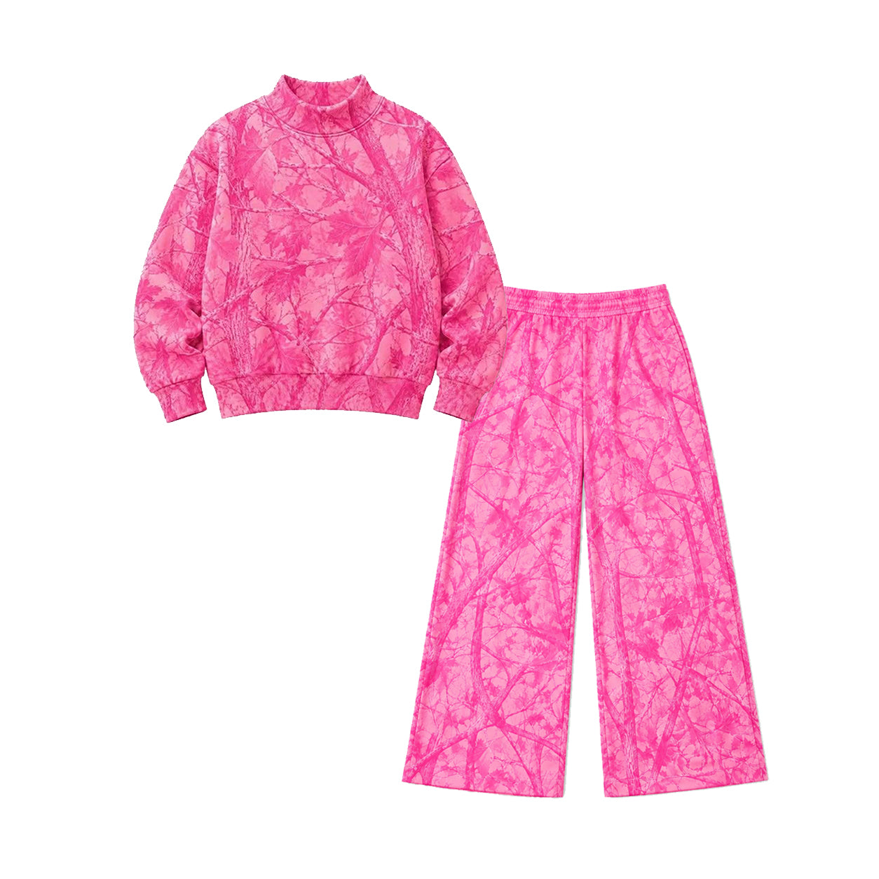 8.8 GLP3651 Preorder Pink Branch Print Long Sleeve Top Pockets Pants Woman Clothes Set