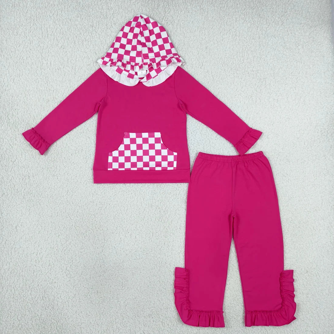Sibling Toddler Girls Pocket Hoodie Ruffle Pants Cotton Outfit