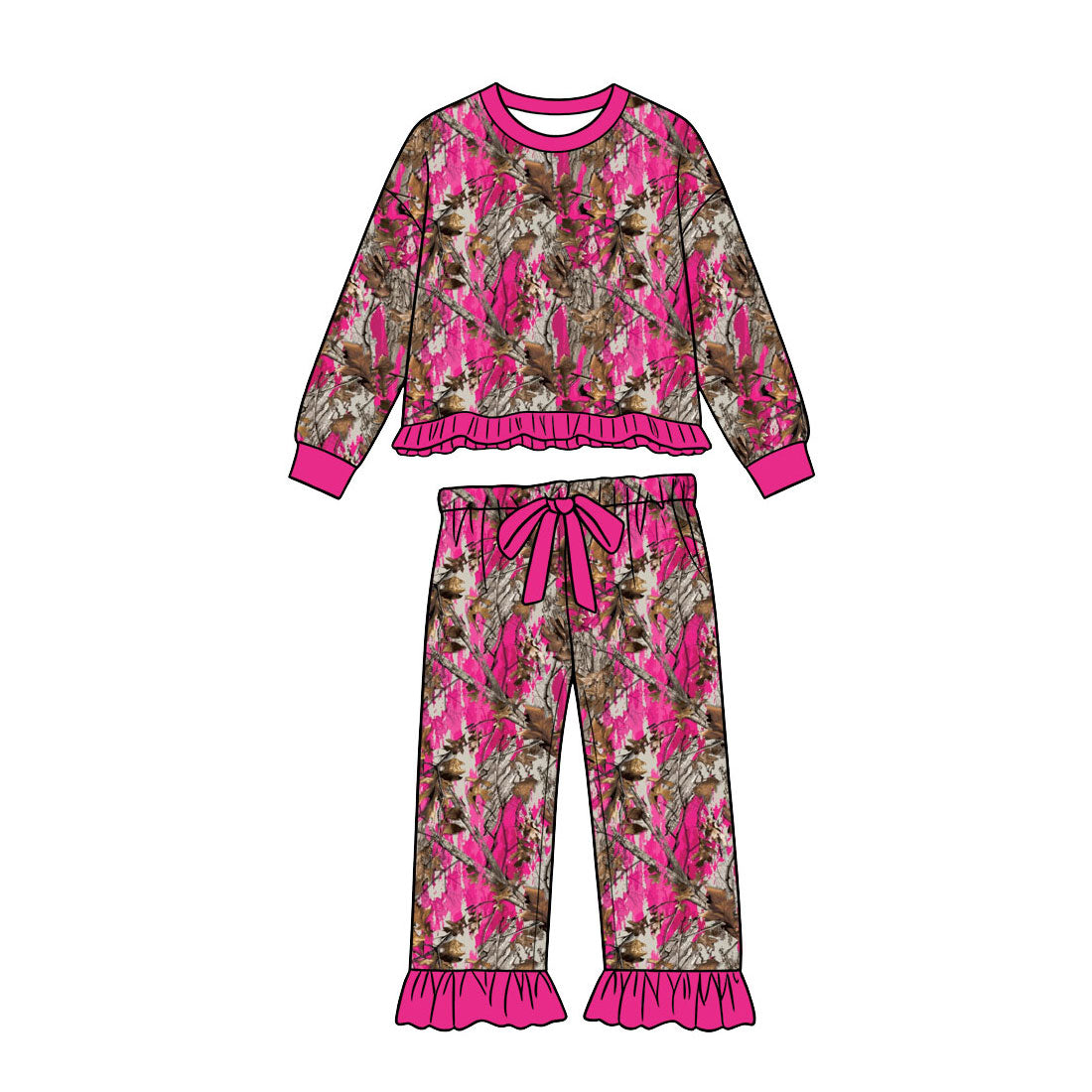GLP3915 Preorder Girls Pink Camo Ruffle 2 Piece Set