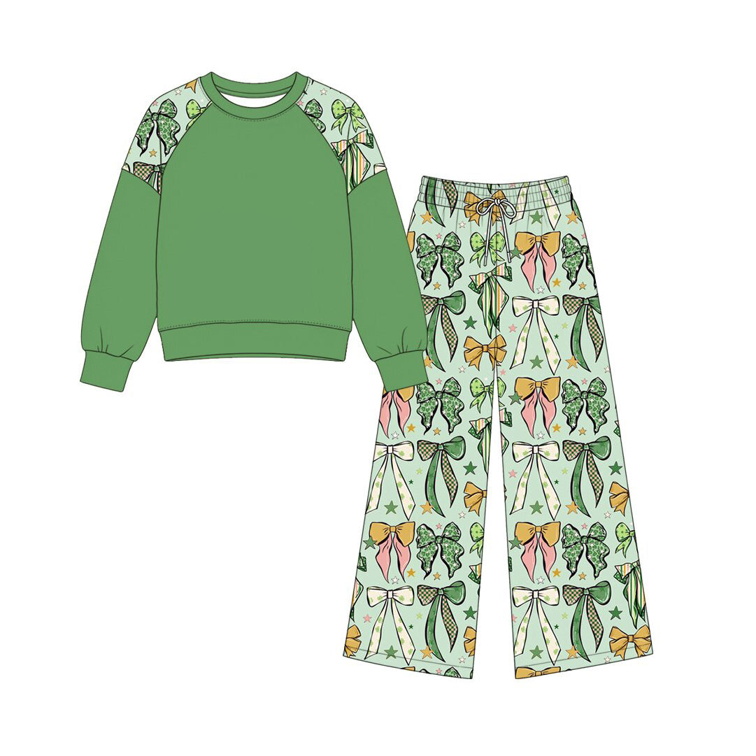 10.3 Preorder GLP3972 Girls Patrick's Day Bow Print 2 Piece Outfit