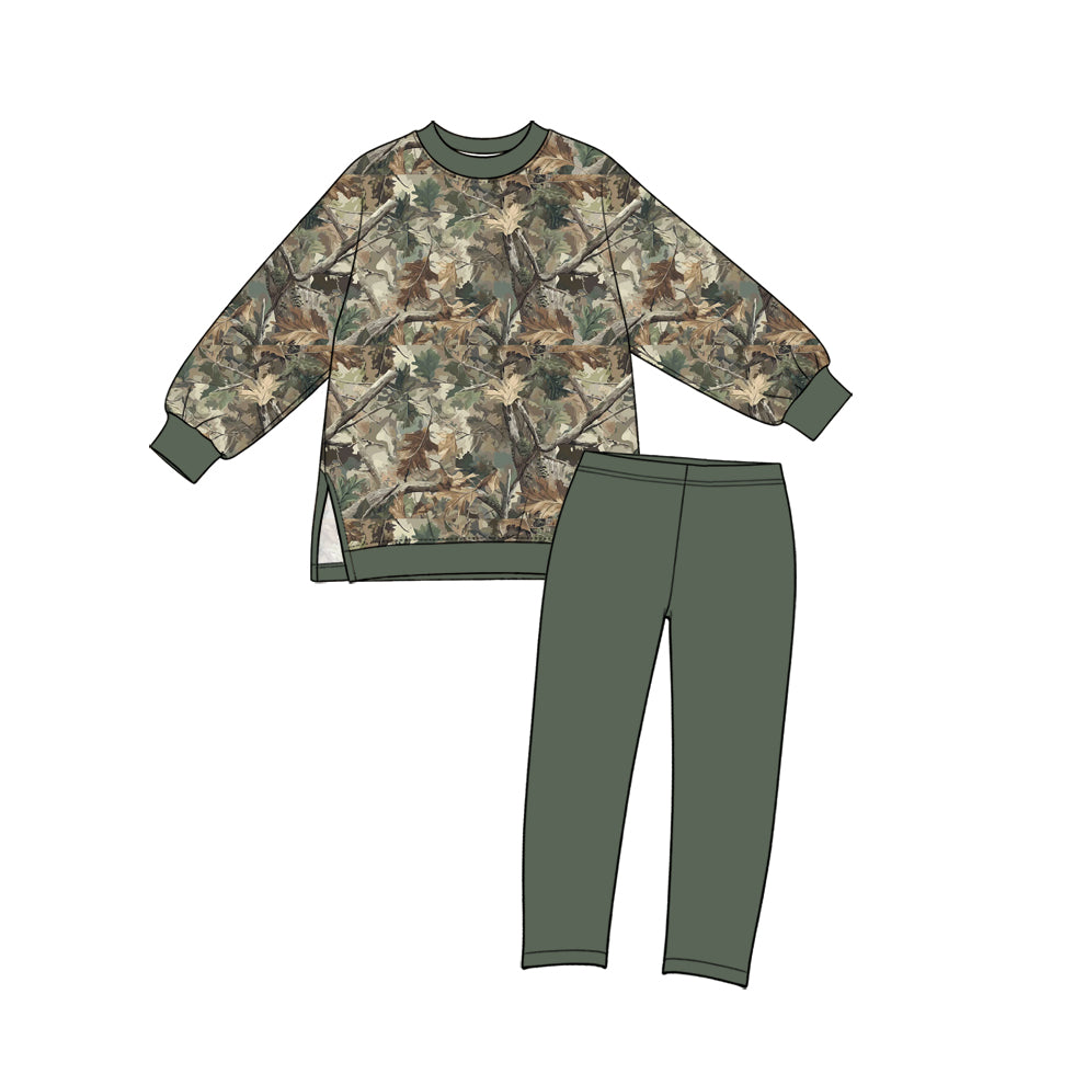 10.14 GLP3998 Preorder Branch Camo Top Legging Pants Girls Yoga Clothes Set