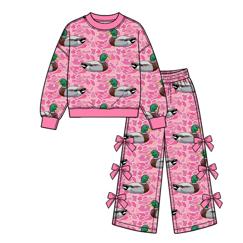 10.30 GLP4101 Preorder Baby Girls Mallard Duck Pink Camo Bow Pants Outfit