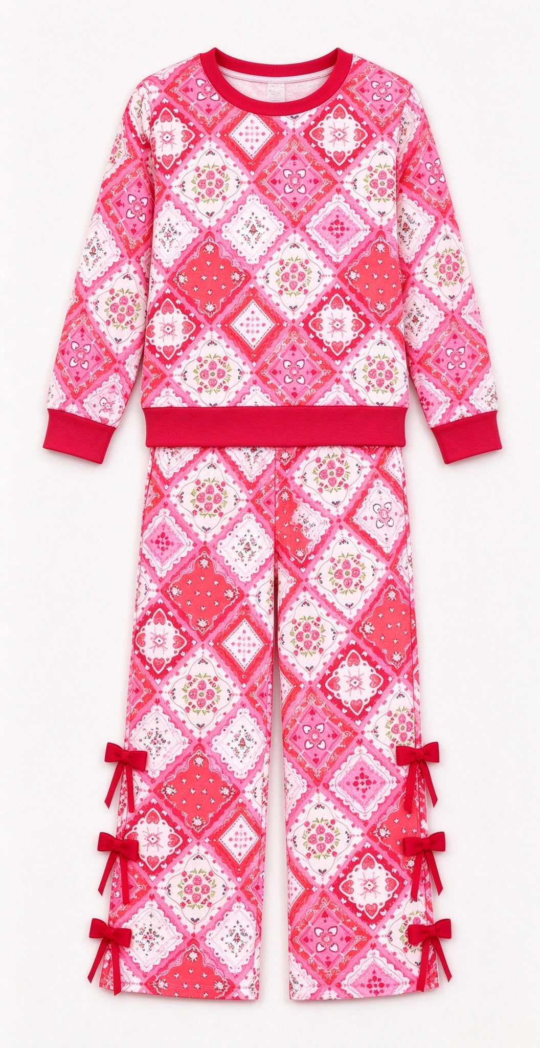 10.30 GLP4106 Preorder Baby Girls Valentine's Day Diamond Patchwork Heart Floral Outfit