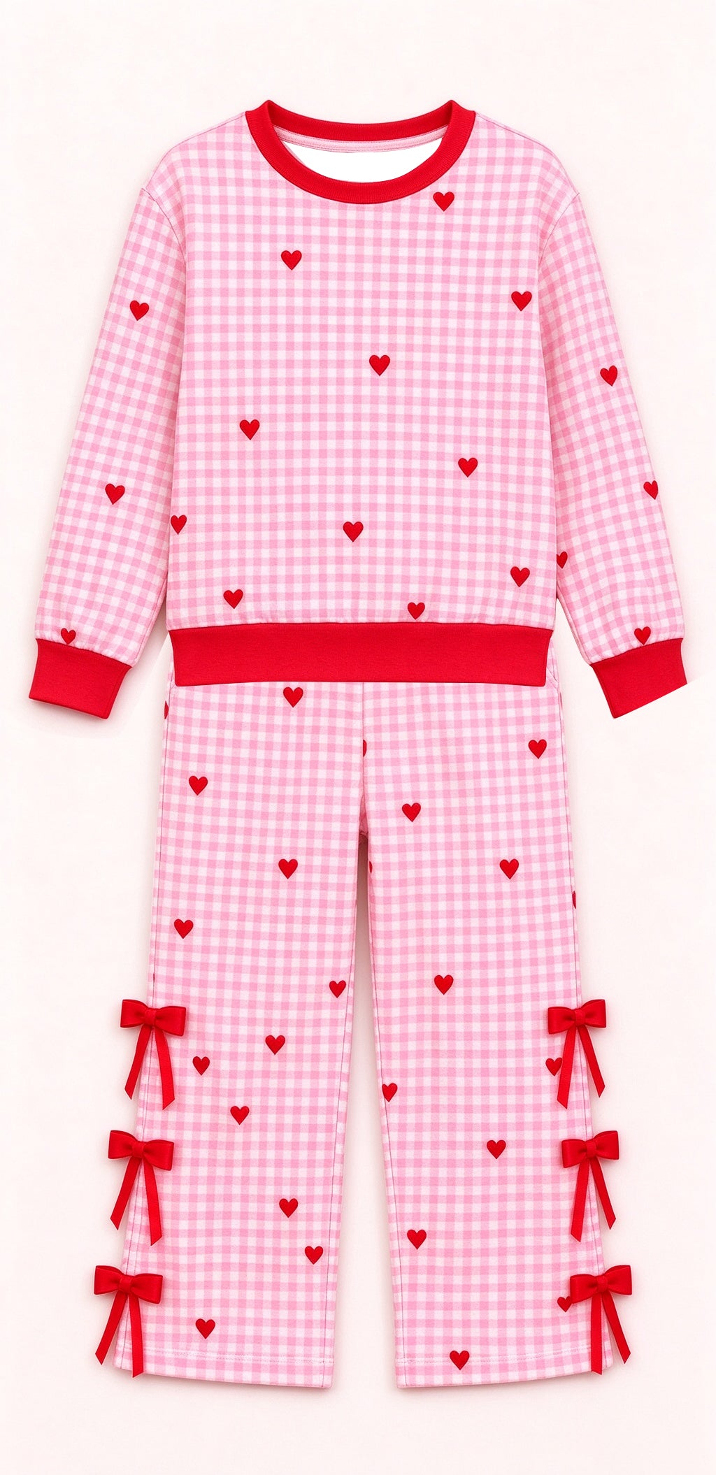 10.30 GLP4107 Preorder Baby Girls Valentine's Day Heart Pink Gingham Outfit