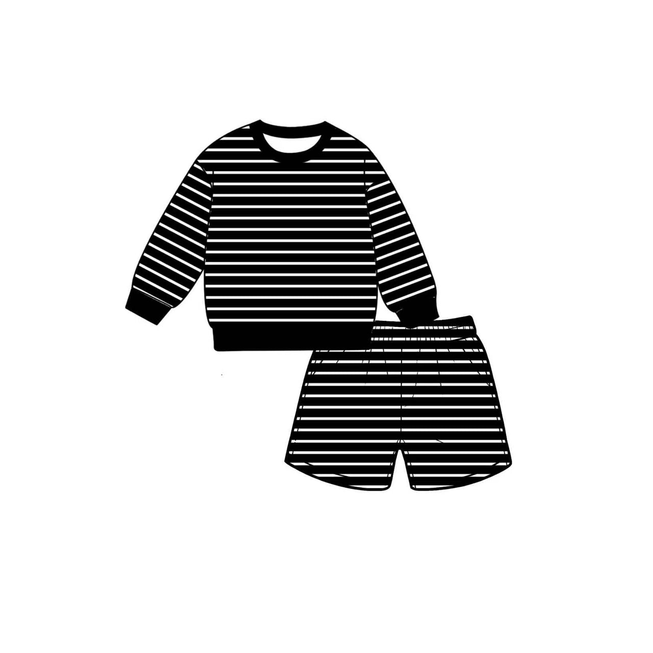7.6 Preorder Kids Girls Black Long Sleeve Top with Shorts Outfit