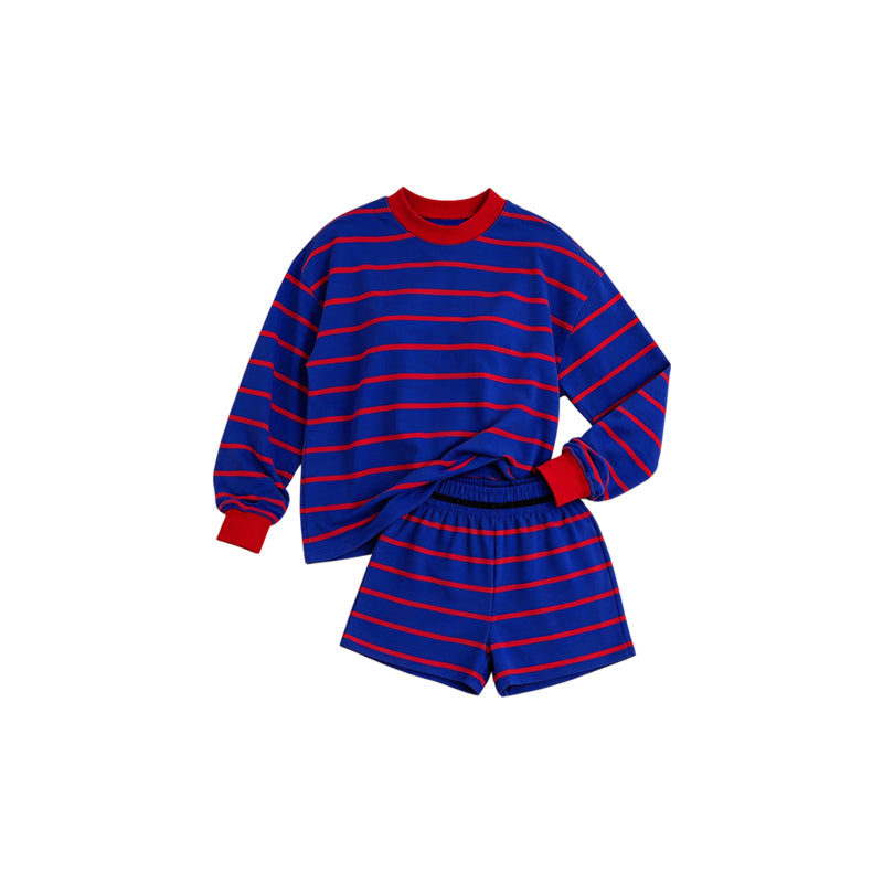 7.6 Preorder Kids Girls Purple Red Long Sleeve Top with Shorts Outfit