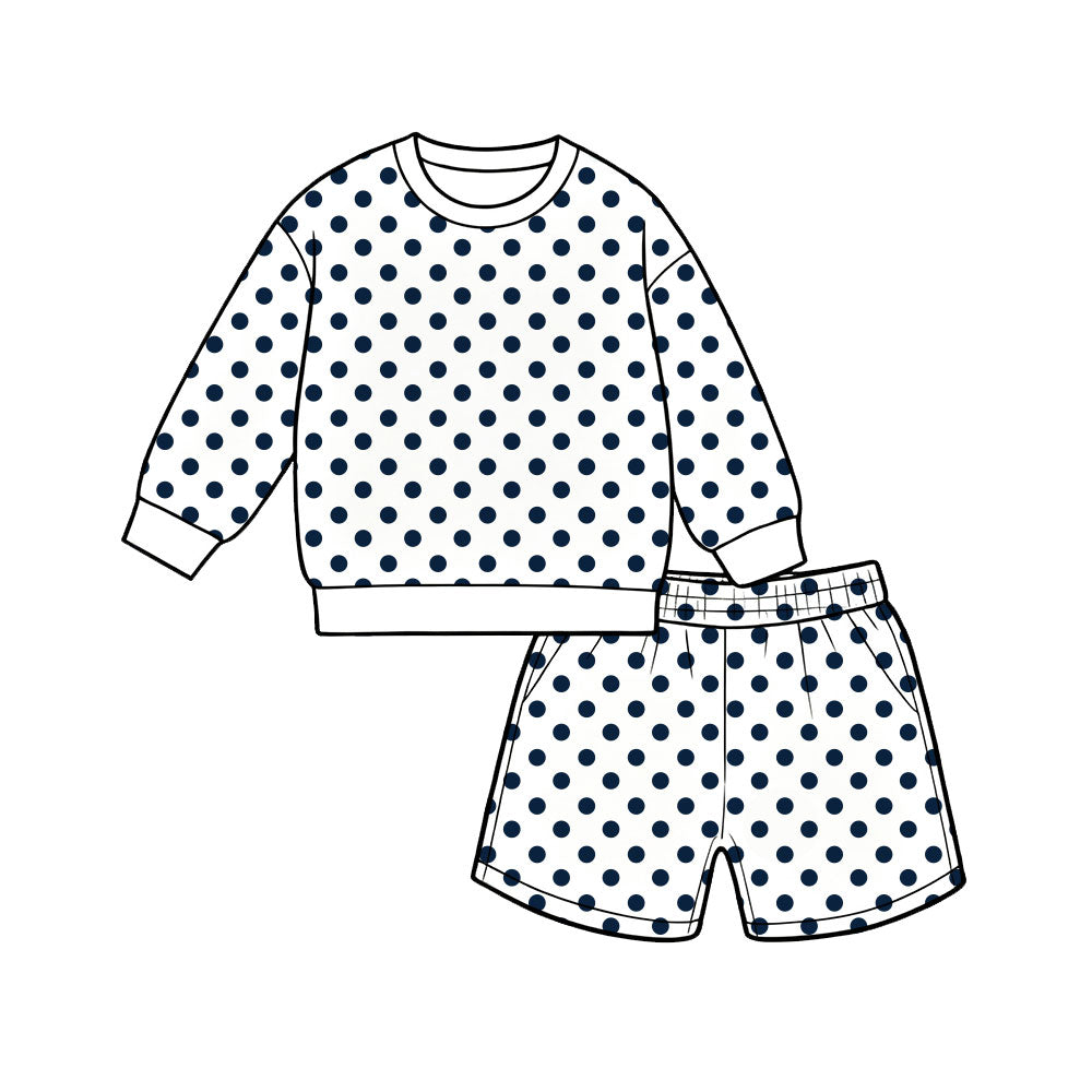 8.3 Preorder Adult Women White Black Polka Long Sleeve Top with Shorts Outfit
