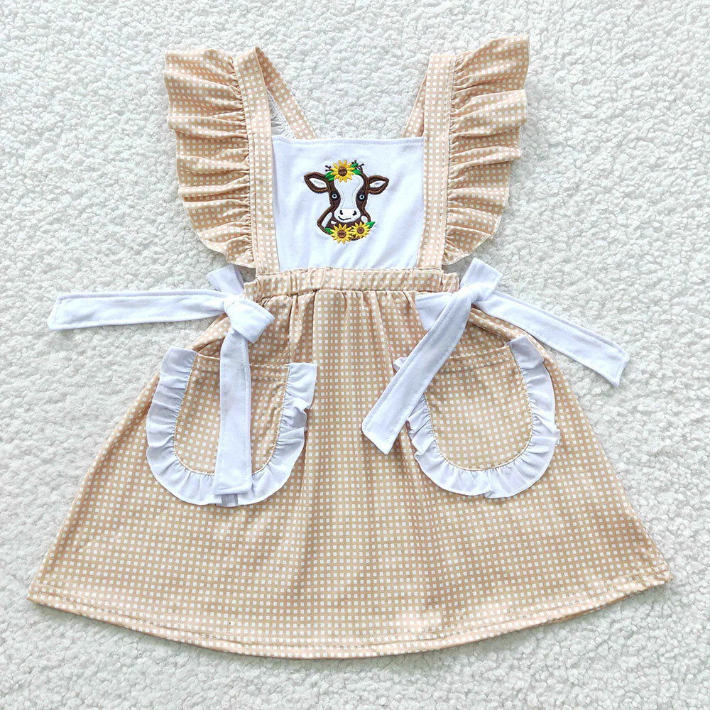 Sibling Boys Baby Girls Western Sunflower Cow Outfits Suits