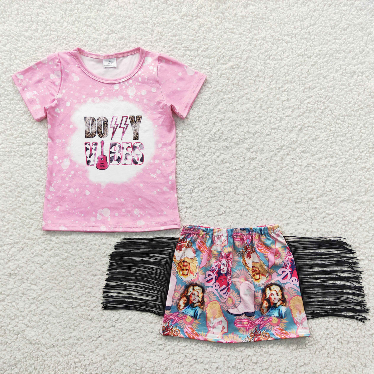 GSD0317 Singer Doll* Pink Top Tassel Skirts Girls Summer Clothes Set