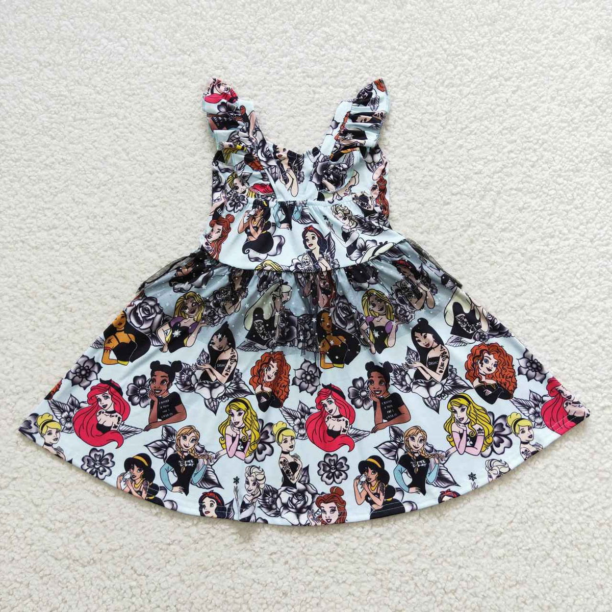 GSD0460 Cartoon Princess Print Girls Halloween Knee Length Dress