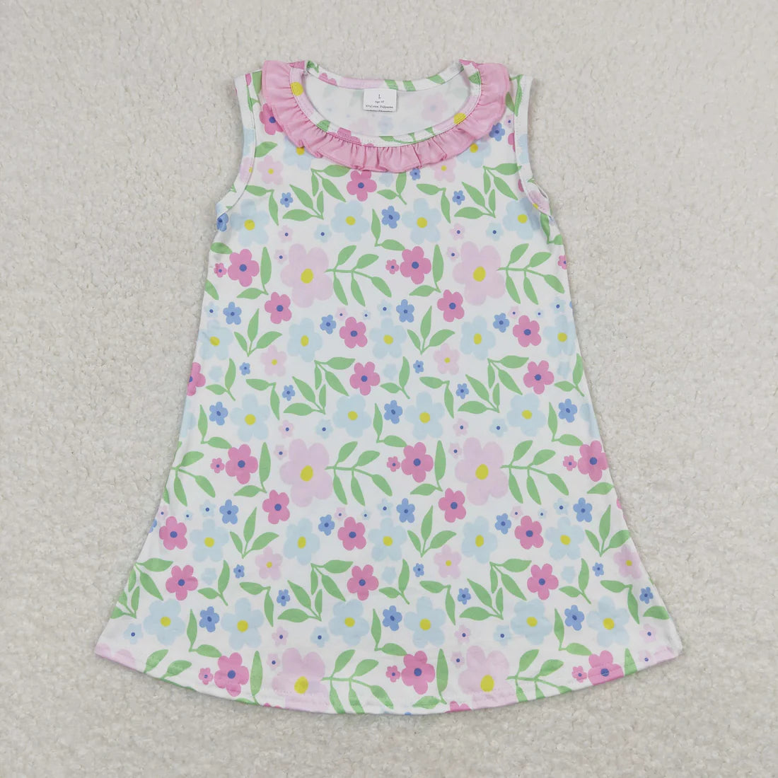 Sibling Baby Girls Flowers Checked Ruffle Knee Length Dresses