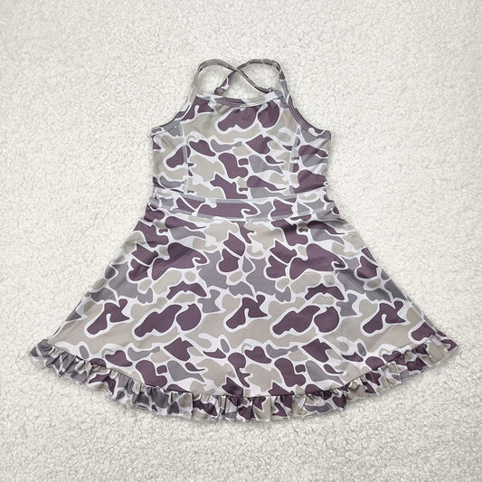 6 Colors Sibling Baby Girls Strap Hunting Camo Active Short Team Knee Length Dresses