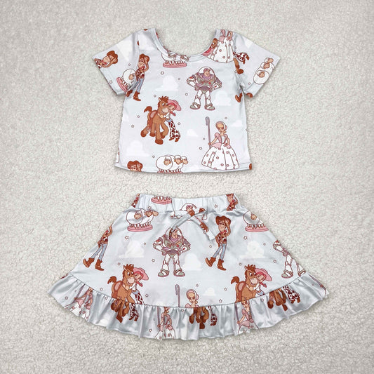Sibling Baby Girls Cartoon Toy Outfit +Pullover Top