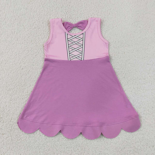 GSD2518 Princess Purple Baby Girls Sleeveless Scallop Dress