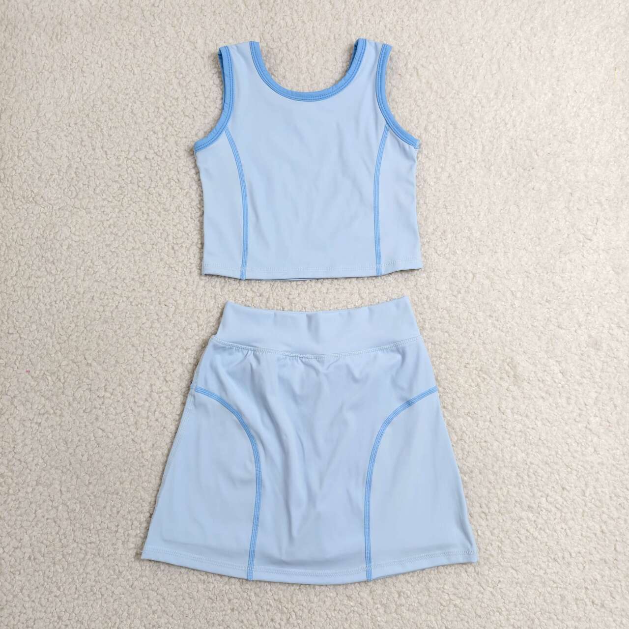 3 Colors Tank Top With Skort Girls Summer Active Clothes Set Sisters Wear Yoga Outfits
