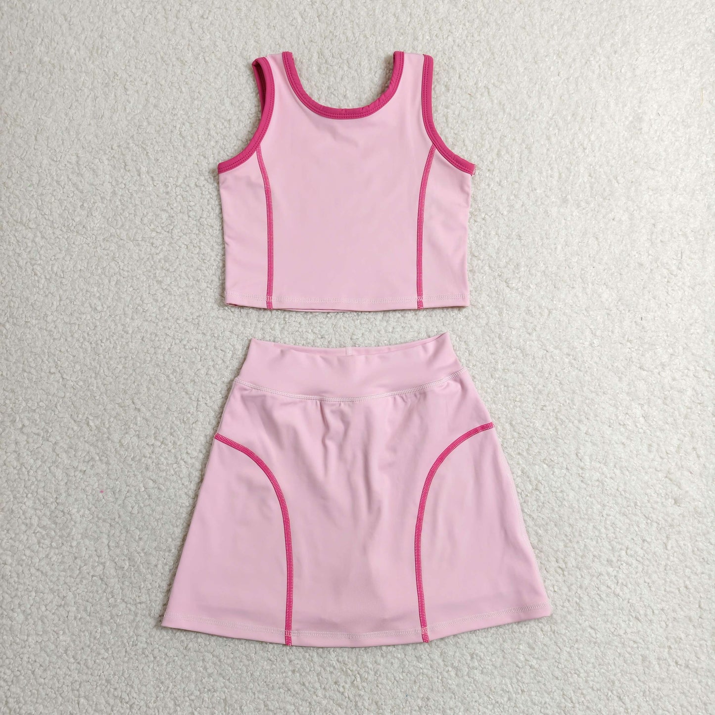 GSD2675 Bright Pink Tank Top with Skort Girls Summer Active Outfits