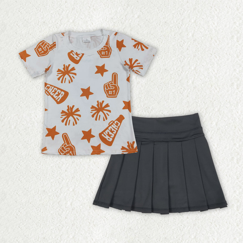 7 Colors Teams Cheer Stars Top Yoga Skort Girls Summer Active Clothes Set Sisters Styles