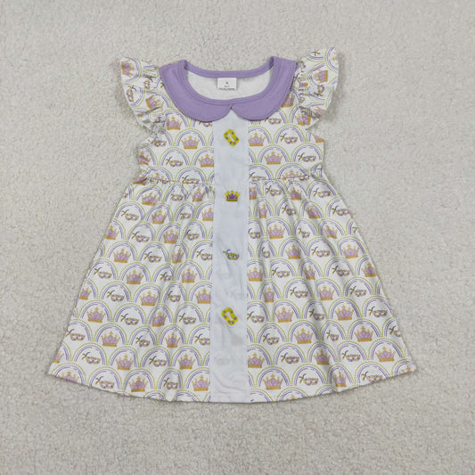 Sibling Baby Boys Girls Mardigras Embroidery Crown Polo Shorts Set Knee Length Dresses
