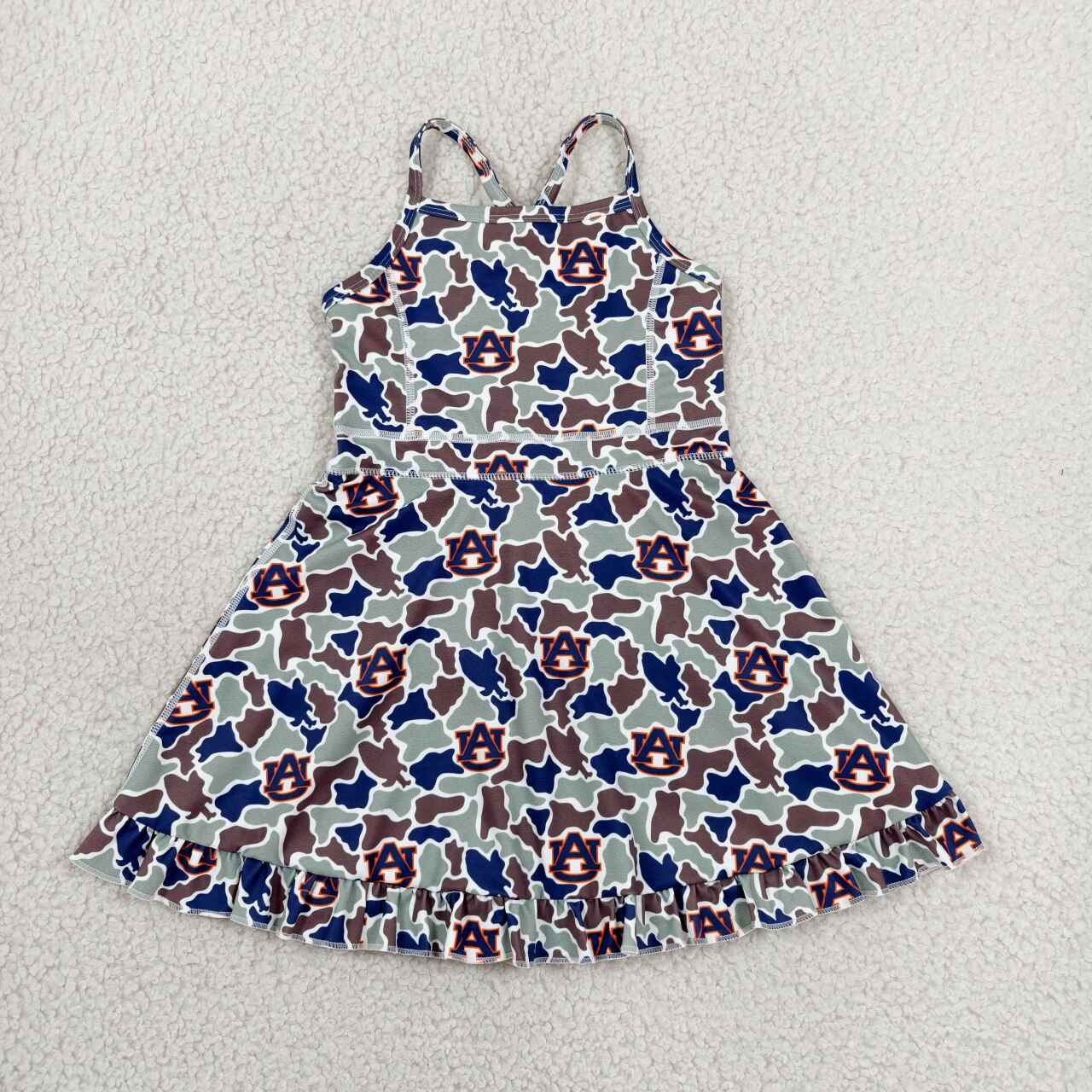 6 Colors Teams Camouflage Print Girls Ruffle Strap Yoga Dress Sisters Wear