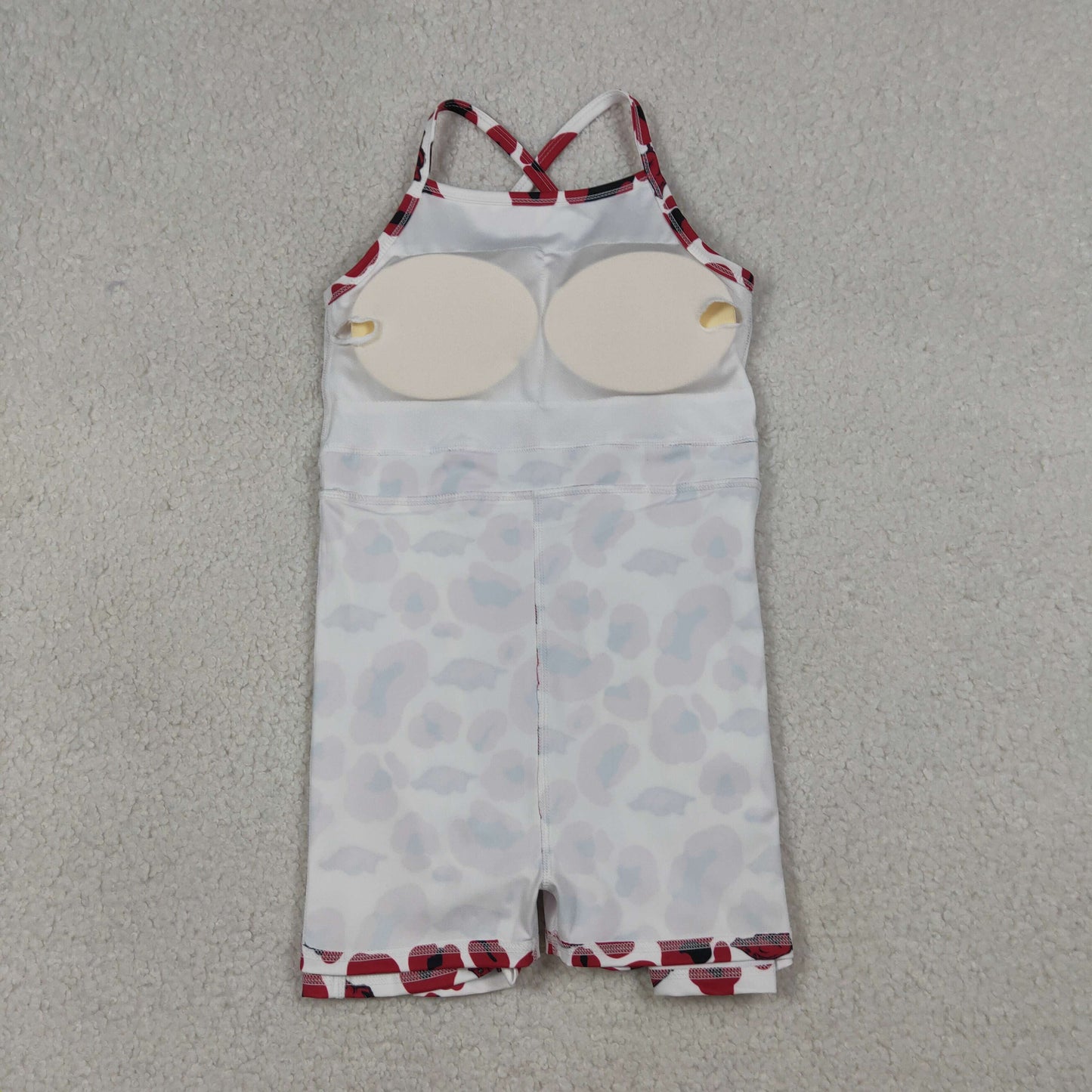 GSD3636 Teams Arkansas Leopard Print Girls Summer Strap Shorts Ruffle Knee Length Yoga Dress