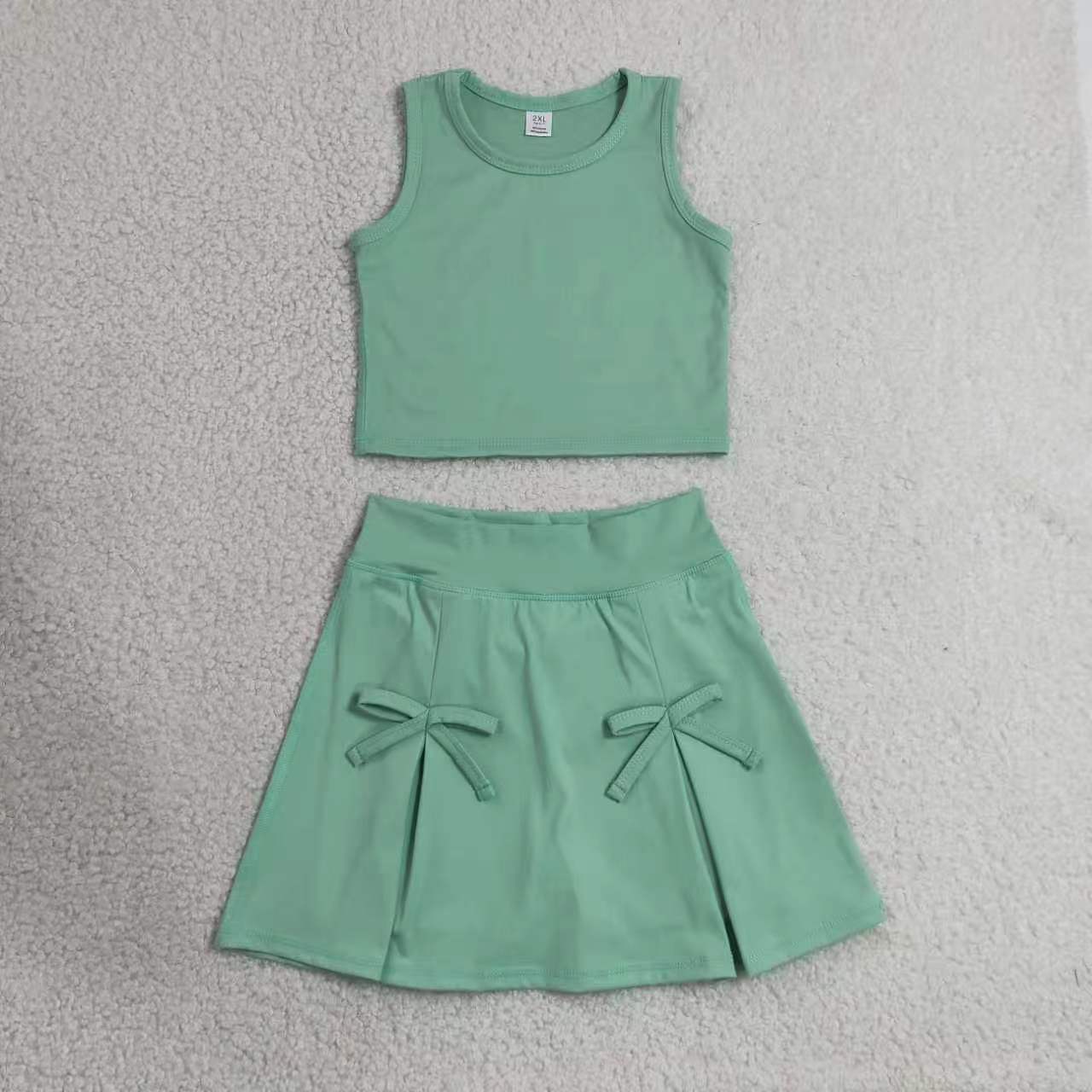 Sibling Baby Girls Solid Color Sleeveless Vest Top With Shorts Yoga Active Outfit