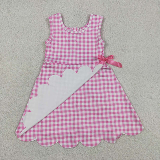 Baby Girls Pink Gingham Sleeveless Ruffle Zipper Scallop Active Dress