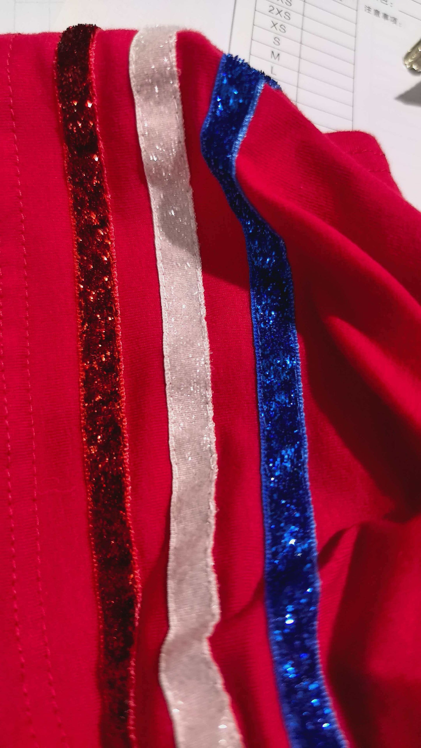 Preorder Girls 4th of July Red Outfit - Sequin Stripe Crop Top & Skort Set