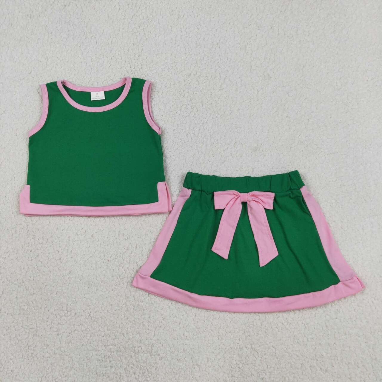 Sibling Baby Girls Cotton Solid Color Sleeveless Tank Top With Skort Outfit