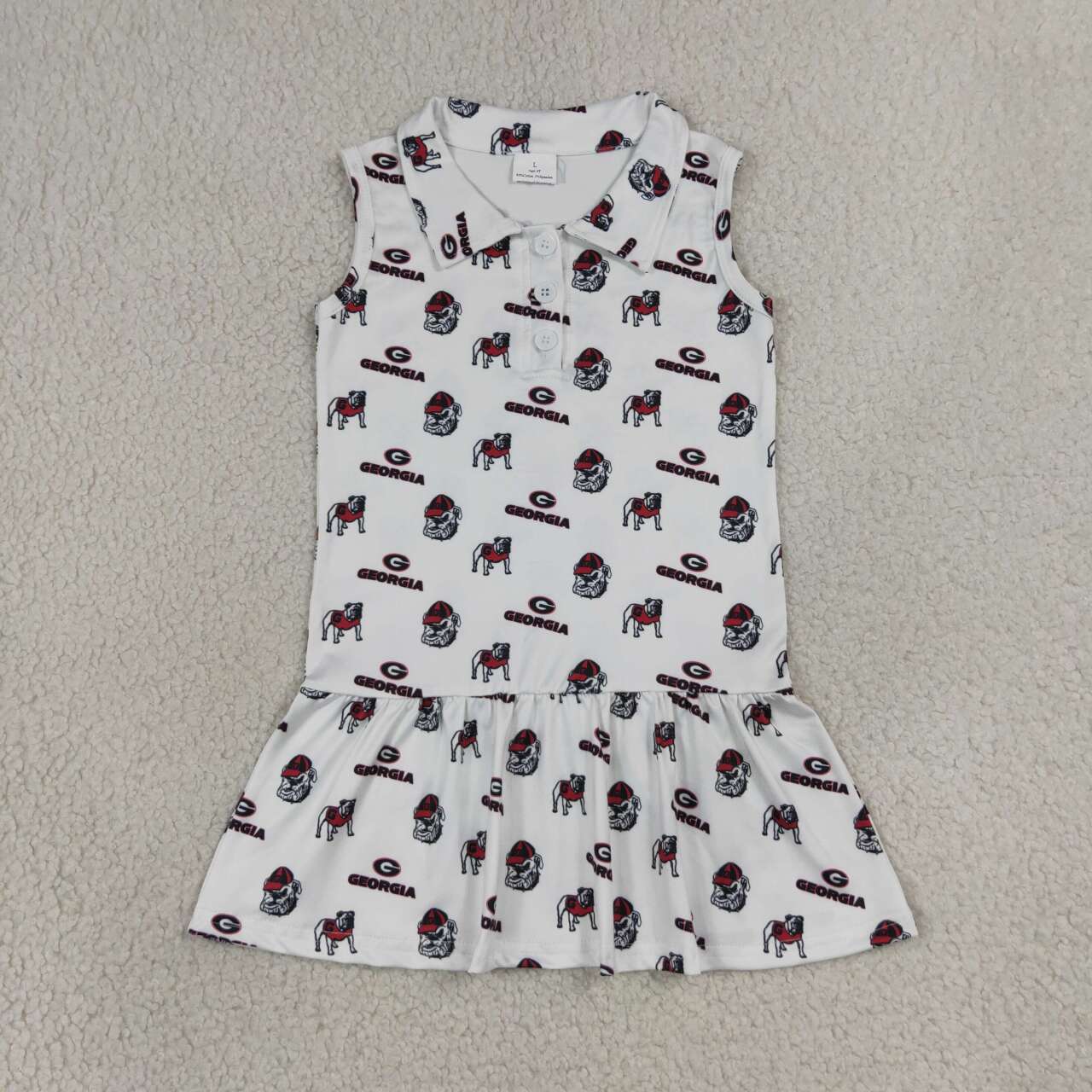 GSD3865 Teams Georgia Print Girls Sleeveless Knee Length Dress