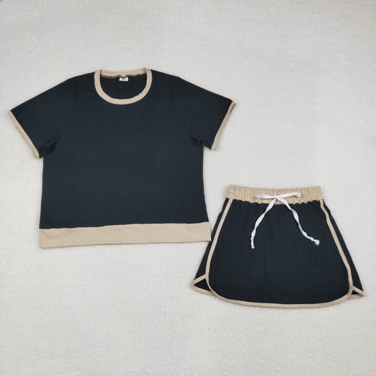 Mother Daughter Matching Black Skort Set, Violet Mommy and Me Summer Outfit