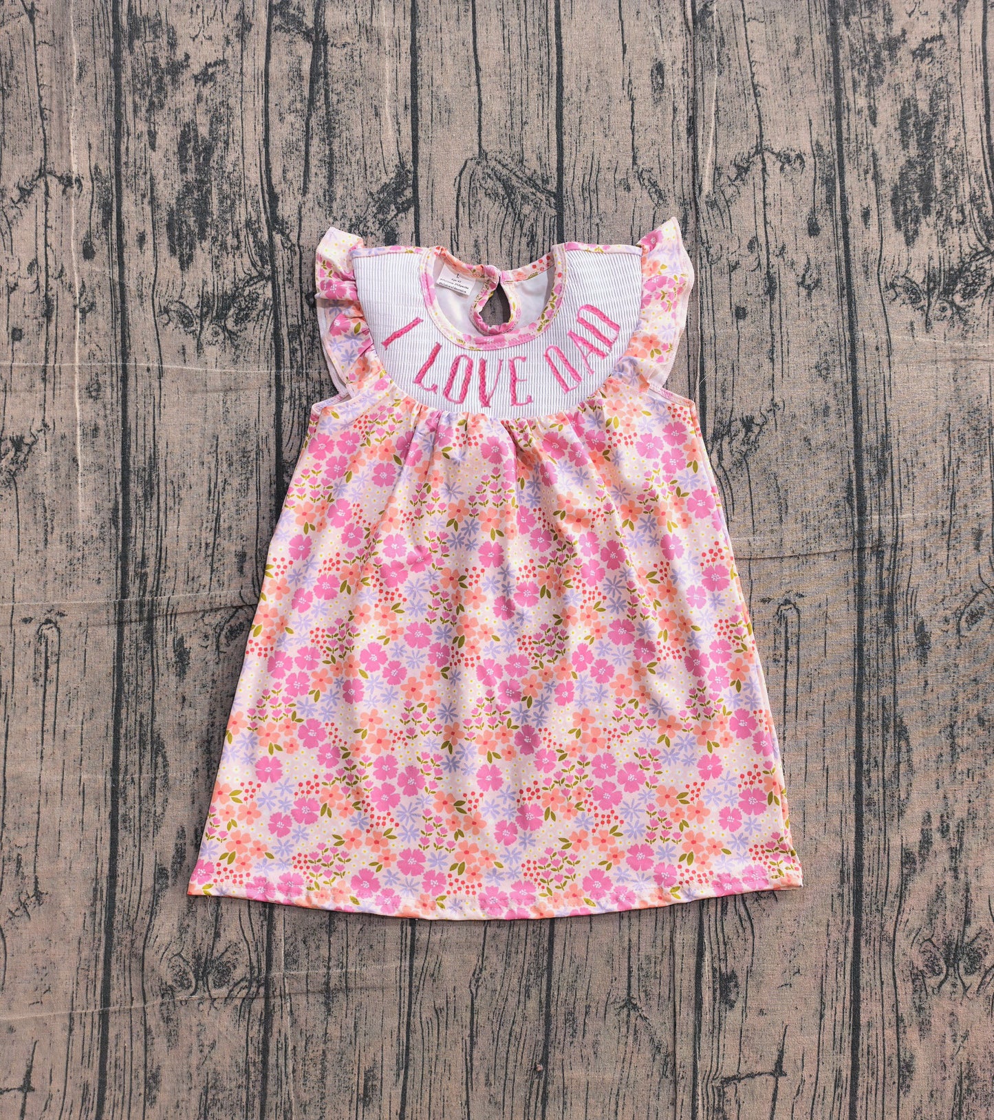 I Love Dad Pink Floral Baby Girls Dress Preorder